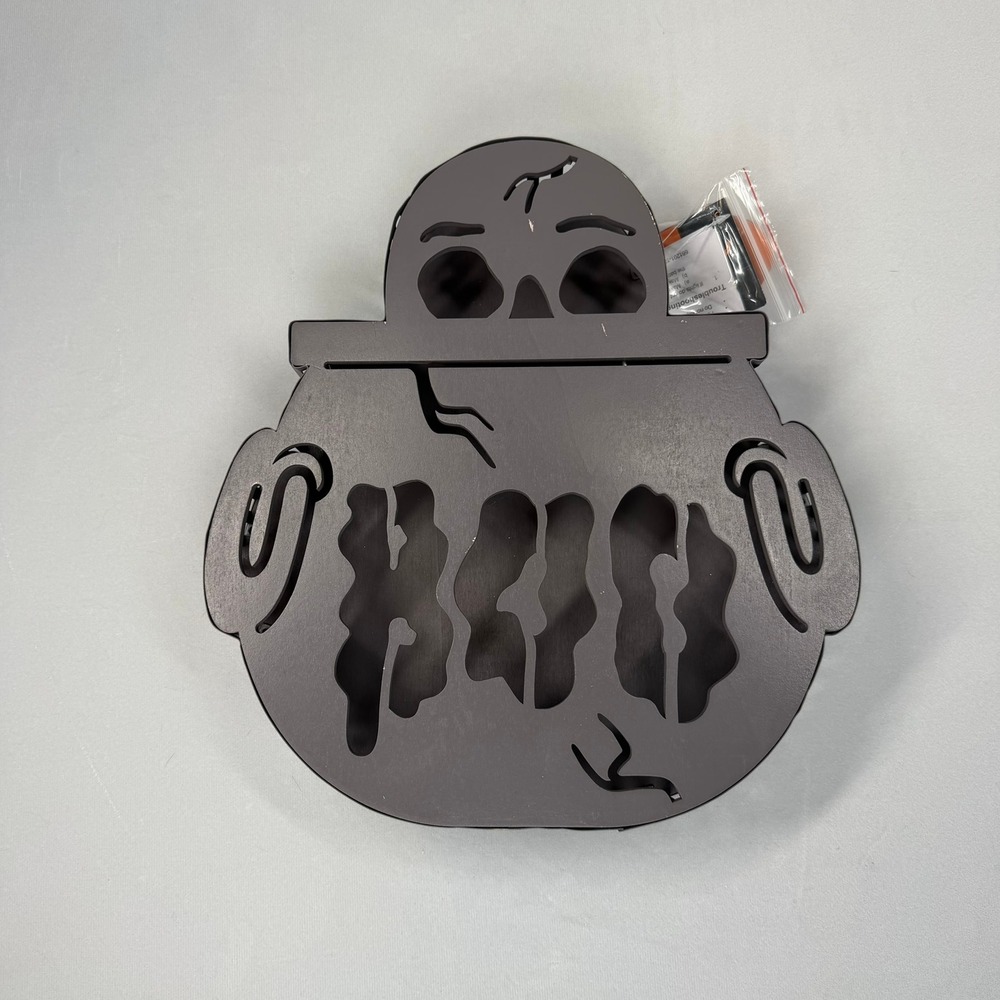 Hyde and EEK Boutique LED Skull Cauldron Sign Halloween Decor Light Up BOO 12in